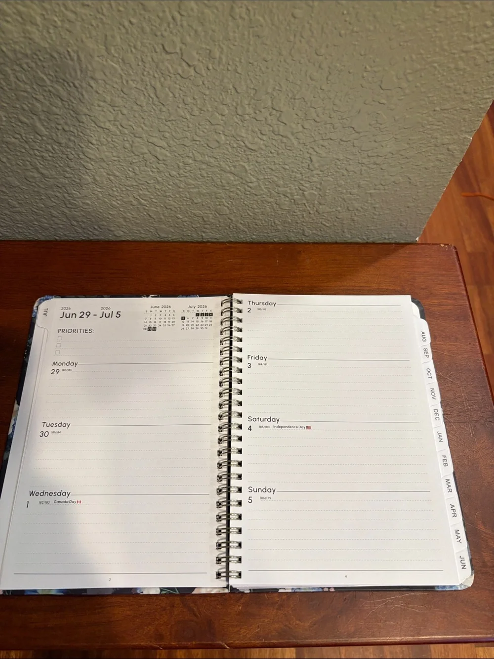 Floral Academic Planner 26/27 - New Navy Blue with Pink & Cream Flowers
